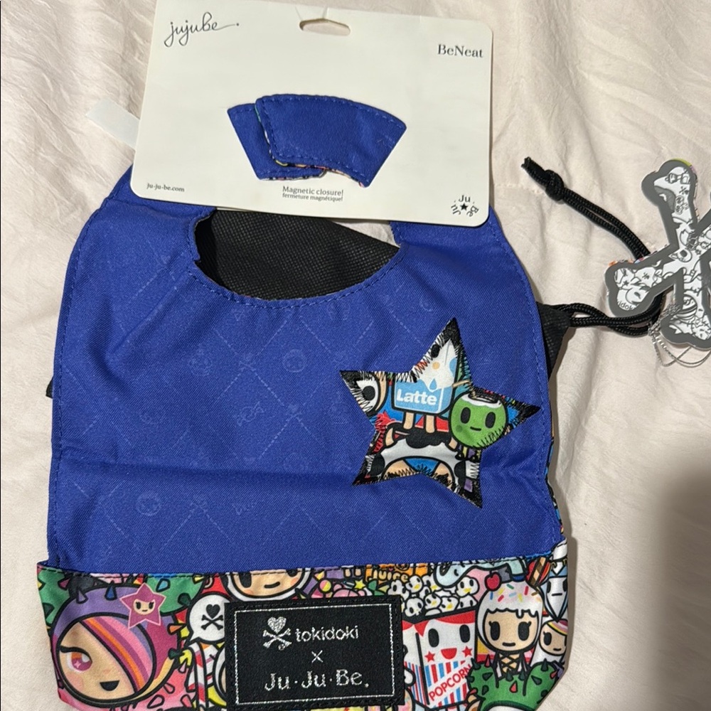 Ju-Ju-Be Blue Bib with Playful Cartoon Design